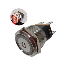 12V 22mm 방수 푸쉬락_버튼 스위치 레드LED 전원표시, 1개