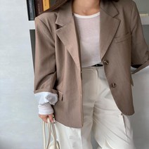 여자 모던 쓰리버튼 가을 루즈핏 싱글 자켓