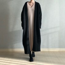 나라라오리 가을 겨울 두툼한 숄 루즈핏 롱니트 가디건 카인 사은품 큐빅코사지