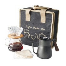 커피 선물 세트 V60 스틸 블랙 도구 그라인더 조정 주전자 필터 종이 포장 백 스폰지, 850ml Kettle A