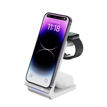 초텍 3in1 고속 무선충전기 갤럭시 아이폰 호환, T608-F, 화이트, 1개