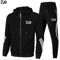 낚시복 낚시의류 추천 다이와 Daiwa 지퍼 후드 자켓 트레이닝 바지 투피스 세트 봄가을 아웃도어 패션, 03.XL, 01.블랙