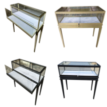 박물관 진열장 쥬얼리 쇼케이스 작품 전시 고급, 100X45X95 크기_하단캐비닛X 흑백 골드