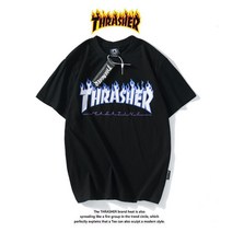 Thrasher flame T-shirt 트레셔 플레임 로고 여름철 순면 반팔