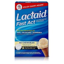 Lactaid Fast Act 락토스 불내성 츄어블 락타아제 효소 바닐라 트위스트 1개입 60팩