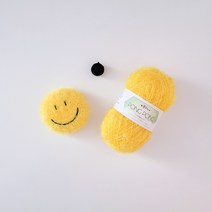 [유리별] DIY 스마일 수세미 만들기 도안 실 세트 / 취미 코바늘 호빵수세미 뜨개질 방과후수업 패키지, 스마일 진노랑, 1세트