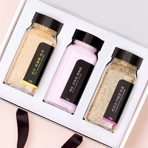 [170ml 사이즈UP] 블랙라벨 소금공장 15종류 3종세트 답례품 히말라야 핑크솔트 결혼 답례품 돌잔치 교회 장례 결혼식 웨딩 조문 선물, 핑크솔트+볶은참깨+참기름