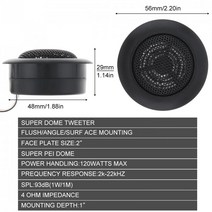 12V 120W 범용 고효율 미니 돔 트위터 스피커 라우드 오디오 자동차 시스템용 사운드 2 개, 한개옵션0