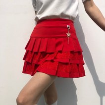 로로얼로이 여성골프 썸머 레드 트윙클 레이스 캉캉 스커트 골프 치마바지 예쁜골프치마