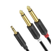 J&D 3.5mm 1/8" TRS 수단자 - 듀얼 6.35mm 1/4" TS 수 모노 스테레오 Y-케이블 스플리터 골, 01 6 Feet