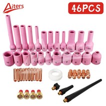 용접봉 모재 아크 텅 아르곤 TIG 용접 토치 소모품 46PCS 키트 WP9 20 25 알 노즐 컵 및 콜릿 바디