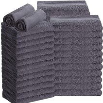 Moukeren 48피스 살롱 타월 벌크 면 40.6 x 63.5cm(16 x 25인치) 핸드 짐 타월 페이셜 부드럽고 흡수력이 뛰어난 헤어 타월 헤어 스타일리스트 에스테티션 스파, Gray