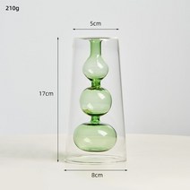 화병 오브제 수경재배 유리병 달항아리 세라믹 종이학 도자기 북유럽 유리 꽃병 수경법 홈 거실 책상 액세서리 테라리움 꽃병 꽃꽂이 선물, 녹색 높이 17cm