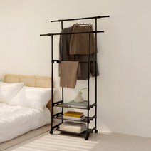 옷걸이행거 루케인 비웰 550 듀얼 2단 T형 행거, 블랙(3단)