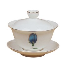 SY-13 백자 파랑꽃 개완 개합잔 다도구