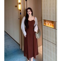 대형 여성용 봄 새로운 프랑스 복고풍 슬림 스커트 카디건 투피스 세트 통통한 소녀를위한 슬림 배 커버 드레스