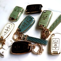 쉐보레 더뉴 넥스트 스파크 아베오 크루즈 트레일블레이저 올란도 트랙스 크로스오버 올뉴 말리부 임팔라 콜로라도 트래버스 골드라인 TPU 스마트 키케이스, 나비 골드링, 오션블루