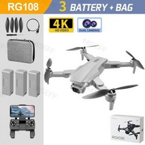 접이식 쿼드콥터 RC 드론 RG108 4K HD 듀얼 카메라 전문 항공 사진 장애물 회피 브러시리스 헬리콥터, Gray 4K 3B