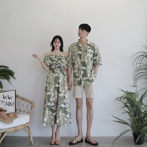 바캉스 커플룩 비치웨어 원피스 하와이안 셔츠 허니문