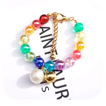 반려동물용인식표 ()환채 환상적 진주 목걸이 강아지 고양이 푸들 귀여운 방울 벽걸이장식품, C04-L-대형