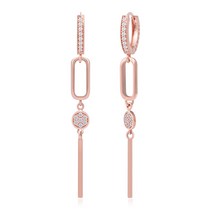 라울스톤 여성용 14K 로즈골드 금침 원터치 드롭 큐빅 데일리 미헬레 금 귀걸이 JT107
