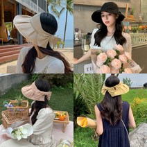 [앙상블] 셔링 코튼 면 썬캡 모자 사파리 여성 여자 자외선 여름 챙
