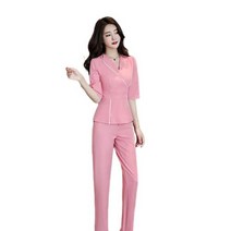 병원코디네이터유니폼 스파 유니폼 마사지 작업복 발 치료사 여성, 분홍색+M