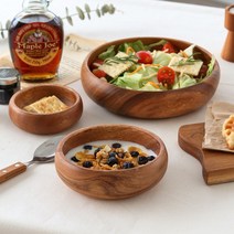 아카시아 원목 원형 라운드 샐러드 요거트 볼 대접