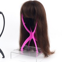 여성 통가발 거치대 가발 삼각대 플라스틱 긴 생머리, 색상, 핑크