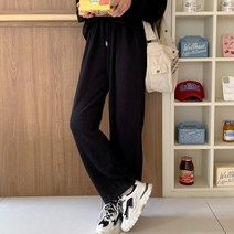 로로텐 골지 니트 와이드 밴딩 팬츠 롱기장 여성 빅사이즈