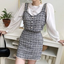 오슈 여성 겨울 트윈룩 트윙클 진주 버튼 뷔스티에 조끼