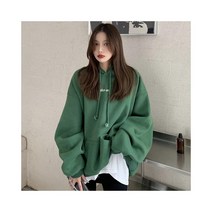 와이케이하우스 양털 두꺼운 후드 스웨터 여성 2020 가을과 겨울 새로운 한국어 인쇄 중간 길이 풀오버 블라우스 재킷 게으른 조수_68195