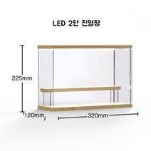 아크릴 LED 조명 피규어 장식장 진열대 진열장 케이스 보관함 2단, LED 2단