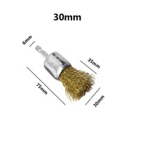 공구 50mm/60mm/75mm 스틸 와이어 브러시 황동 도금 휠 드릴 로타리 도구 금속 녹 제거 연마, [08] 30MM, 08 30MM