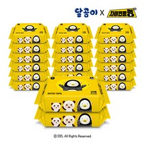 [달곰이 X 펭수] 에코프렌즈 레이온100% 아기물티슈 휴대용 20팩, 단품