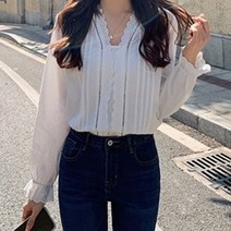 이지핏 러블리 레이스 넥라인 데일리 블라우스 블라우스 여성셔츠 퍼프블라우스 여성블라우스 여성남방 리본블라우스 레이스블라우스 오피스룩 하객룩 쉬폰블라우스 셔링블라우스 민소매블라우스 여자흰셔츠 여성브라우스 롱블라우스