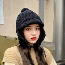 뽀글이 귀달이 털모자 여성 양털 방울 귀마개 귀덮개 겨울 캡 방한 모자