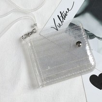여성 지갑 휴대용 여성용 투명 지갑 매는 밧줄 귀여운 반짝이 이중 지갑 카드 홀더 파우치