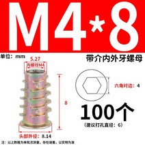 번데기너트 스크류 인서트 볼프란자 너트 볼플린저 나사 가구, M4x8 (100 캡슐)