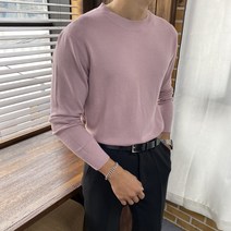 몽키 캐시미어 소프트 무지라운드 긴팔니트