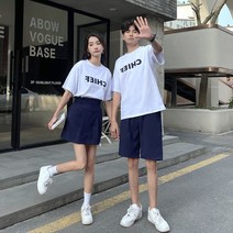 DFMEI 커플룩 반팔 티셔츠 여름 트렌드 원피스 한 벌 세트