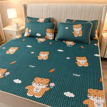 라텍스 돗자리 베개커버 세트 A라인 침대 쿨링 돗자리 여름 세탁기 가능 비보뉴 I933K496, 호랑이 그린