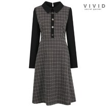 비비드시크릿가너 VIVID 여성 단추장식 배색카라 정장 원피스