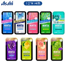 일본 아사히 민티아 브리즈 mintia breeze 구강청정사탕 에티켓 캔디 30알 9가지맛 12개 세트, 에어그린6, 크리스탈실버6