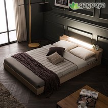 가구야 퀸 540 터치LED+USB 저상형침대, 그레이(7존포켓매트리스)