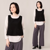 애비뉴투지 엄마옷 크랍 쁘띠 포켓 여성 봄 가을 라운드 숏 조끼 V10137 50대 60대