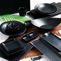 로제블랙 한식 전통 도자기 생선 샐러드 파스타 볶음밥 도마 반찬 그릇 접시 식기, 02-로제블랙 사각쿠프 찬기 중