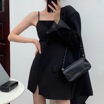 디작소 여성 여름 파스텔 끈나시 트임 미니 원피스