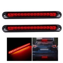 FZJDED 2피스 IP65 25.4cm10인치 15 LED 트레일러 브레이크 테일 라이트 바 스톱 턴 후미등 어셈블리 식별 클리어런스 스트립 레드 방수 랭글러 골프 카트 오프로드, Red