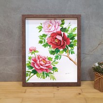 나봄갤러리 모란4 (40X31) 모란꽃그림 액자, 4.내츄럴 브라운 액자